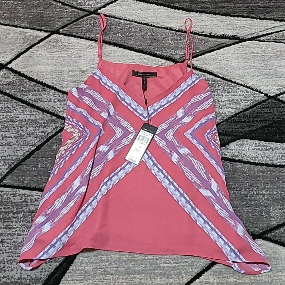 BCBG MAXAZRIA KAYLEIGH MULTICOLOR CHEVRON PATTERN V-NECK TANK-TOP